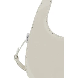 Slim Swipe Phone Baguette Beige Shoulder Bag with Adjustable and Removable Strap and Logo Lettering on the Front in Leather Women
