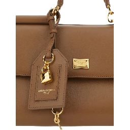 Brown Medium Handbag My Sicily with Padlock Detail and Adjustable Removable Strap In Leather for Women