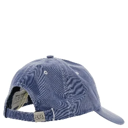 California Blue Baseball Cap with Front Lettering in Cotton Men
