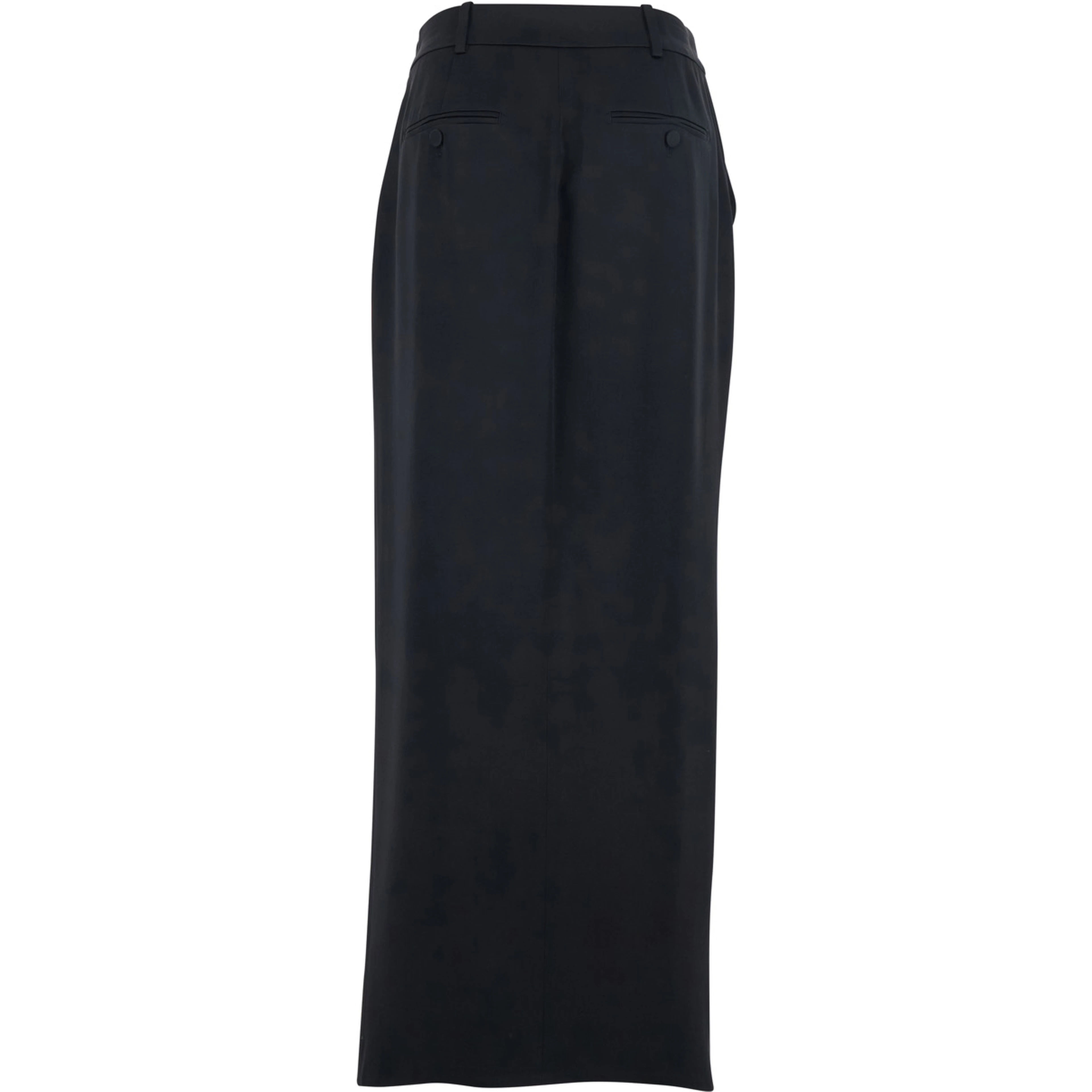 Black Long Skirt with Single Vent on the Front and Hidden Zip Closure on the Side in Viscose Blend for Women