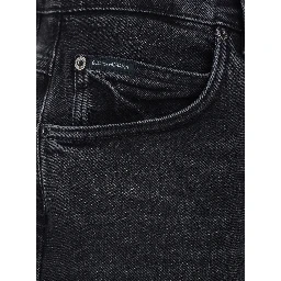 Black Jeans with Logo Patch on the Rear and Belt Loops in Denim Man
