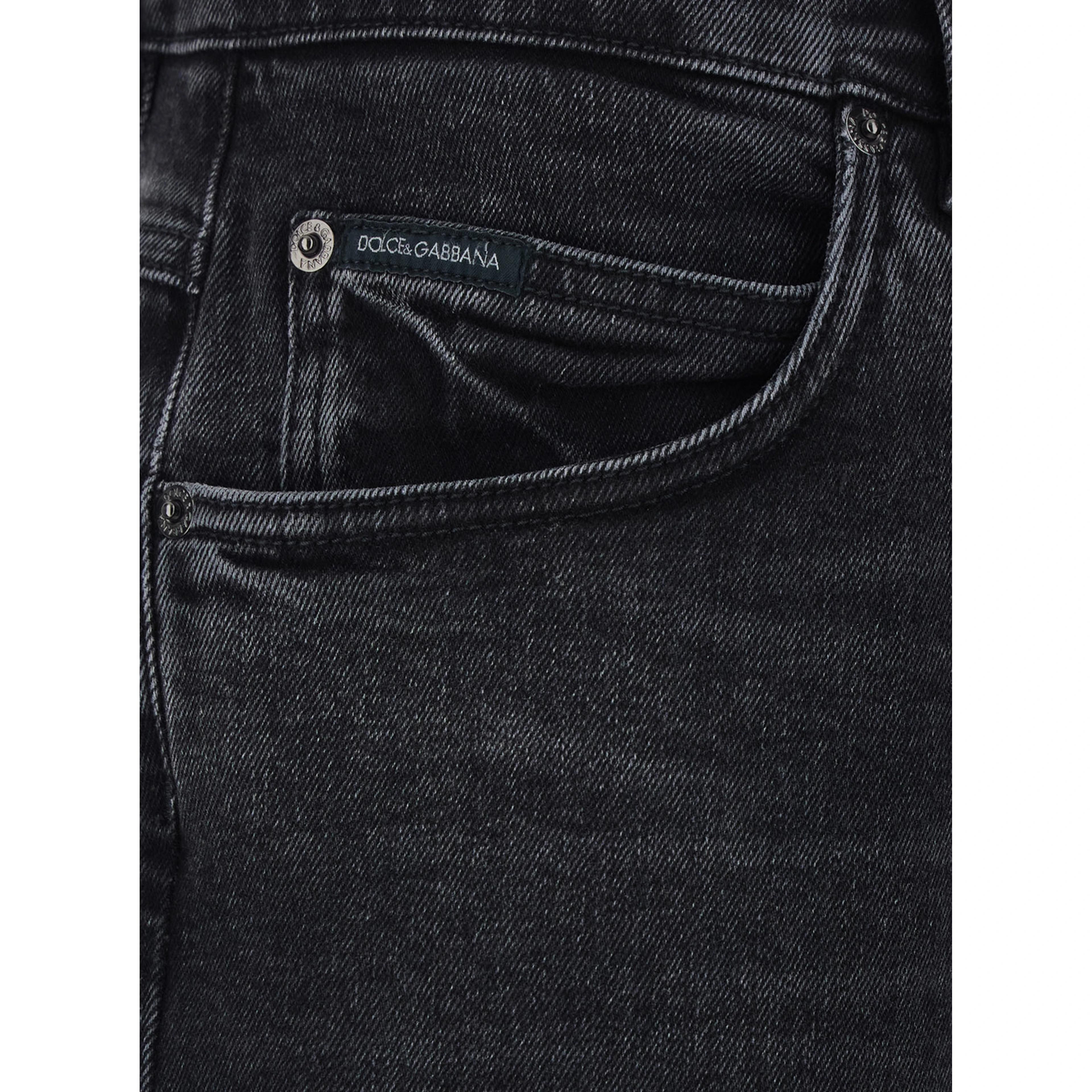Black Jeans with Logo Patch on the Rear and Belt Loops in Denim Man