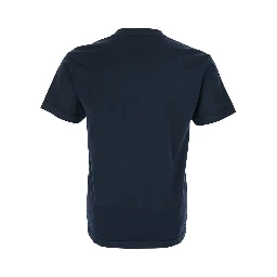 Blue T-Shirt with Logo Patch on the Front in Cotton for Men