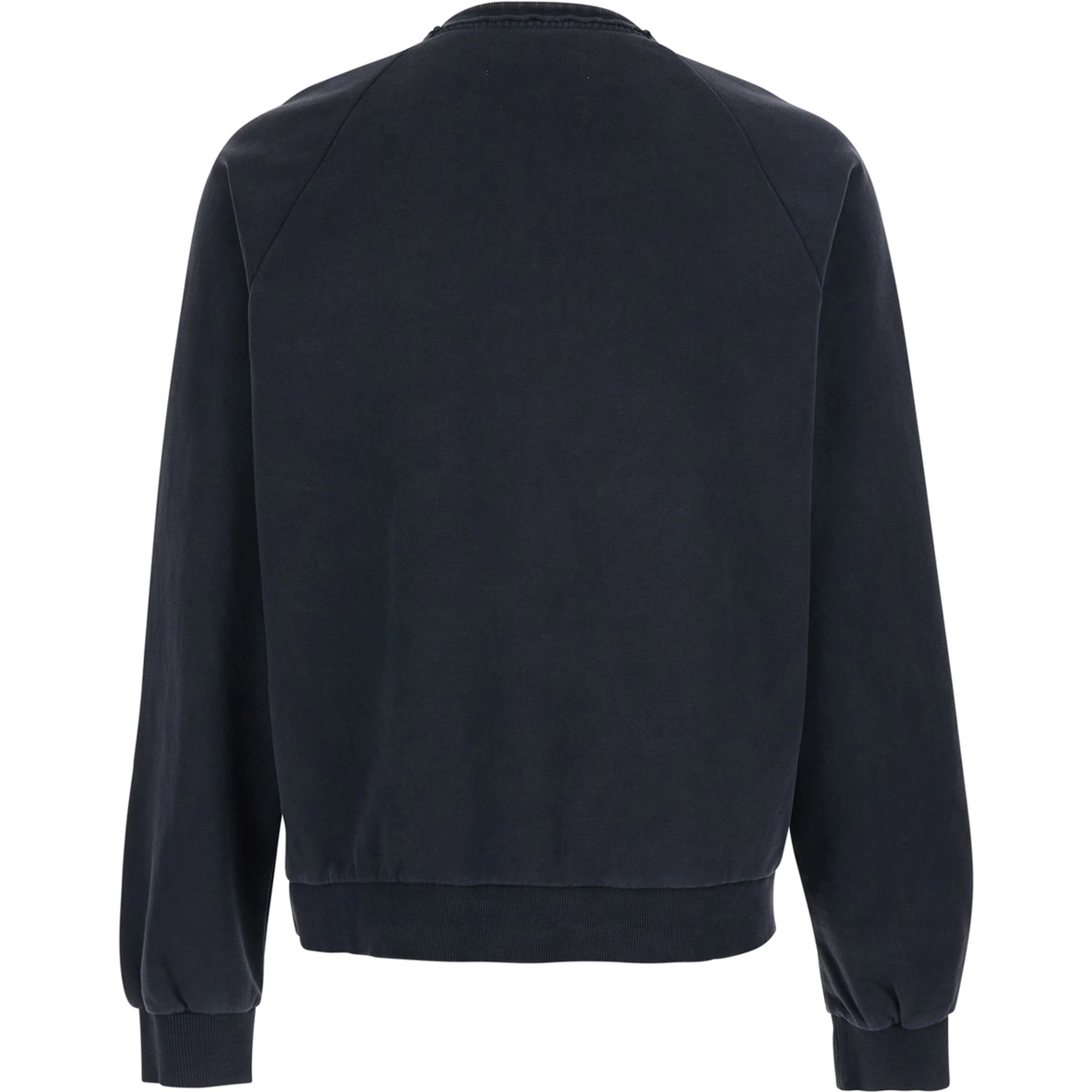 Black Crewneck Sweatshirt with Half Zip Closure on the Front in Cotton for Men