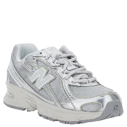 740 silver Colored Sneakers with Metallic Details and logo patch on the side in tech fabric unisex