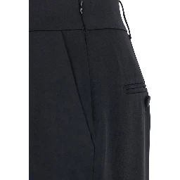 Black Long Skirt with Single Vent on the Front and Hidden Zip Closure on the Side in Viscose Blend for Women
