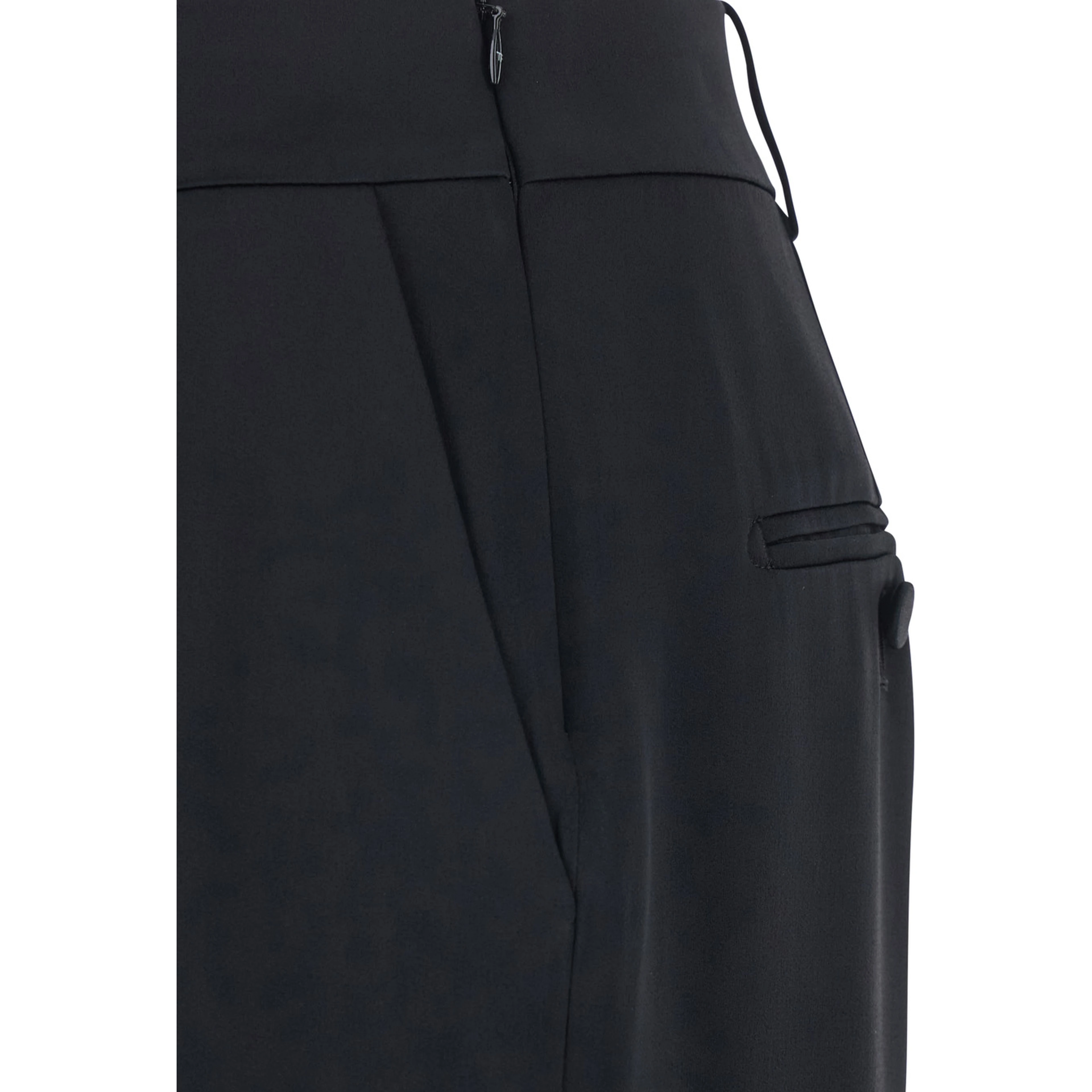 Black Long Skirt with Single Vent on the Front and Hidden Zip Closure on the Side in Viscose Blend for Women