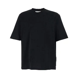 Black Crewneck T-Shirt with ADC Embroidery on the Front in Cotton Man