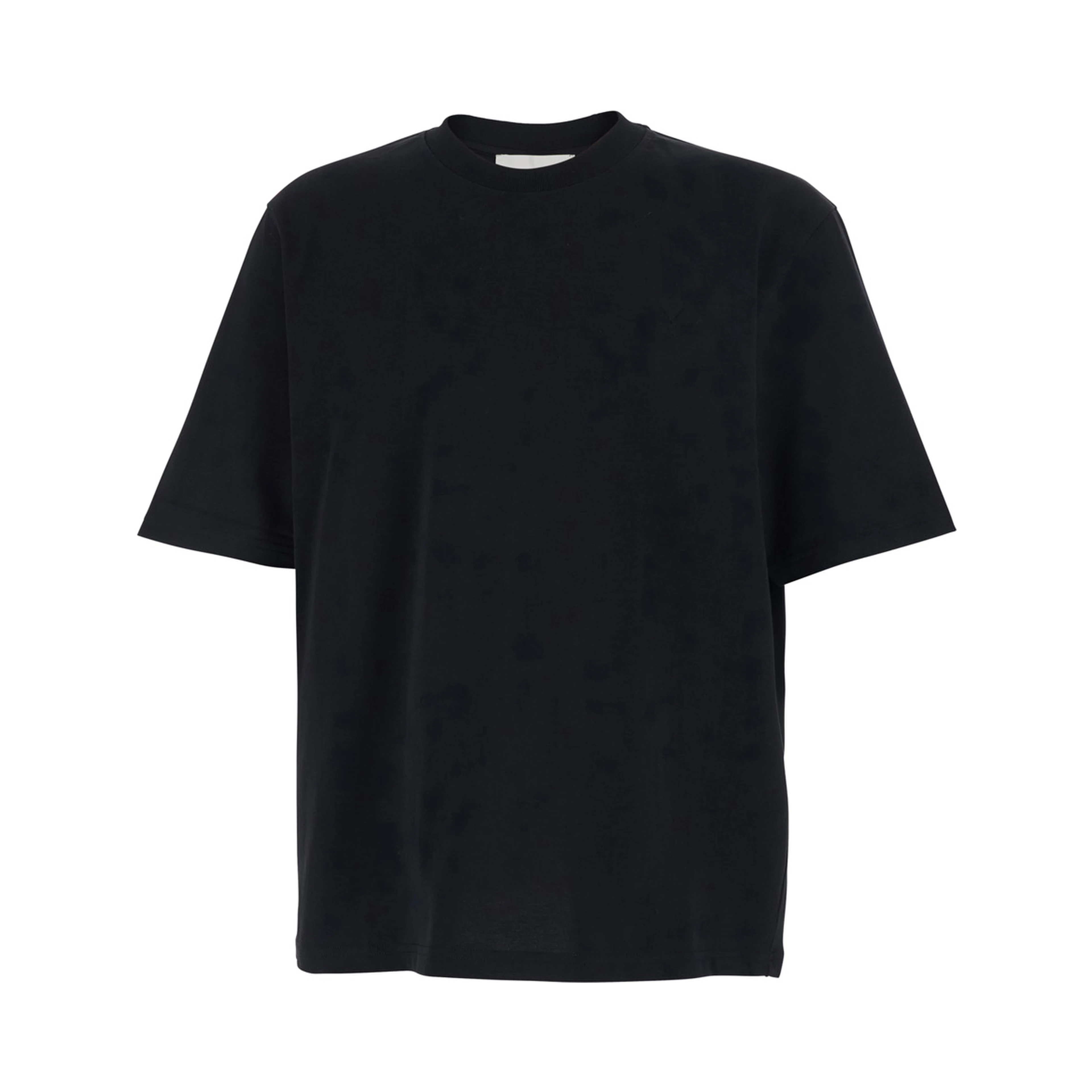 Black Crewneck T-Shirt with ADC Embroidery on the Front in Cotton Man