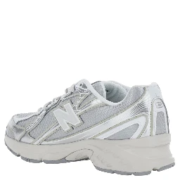 740 silver Colored Sneakers with Metallic Details and logo patch on the side in tech fabric unisex