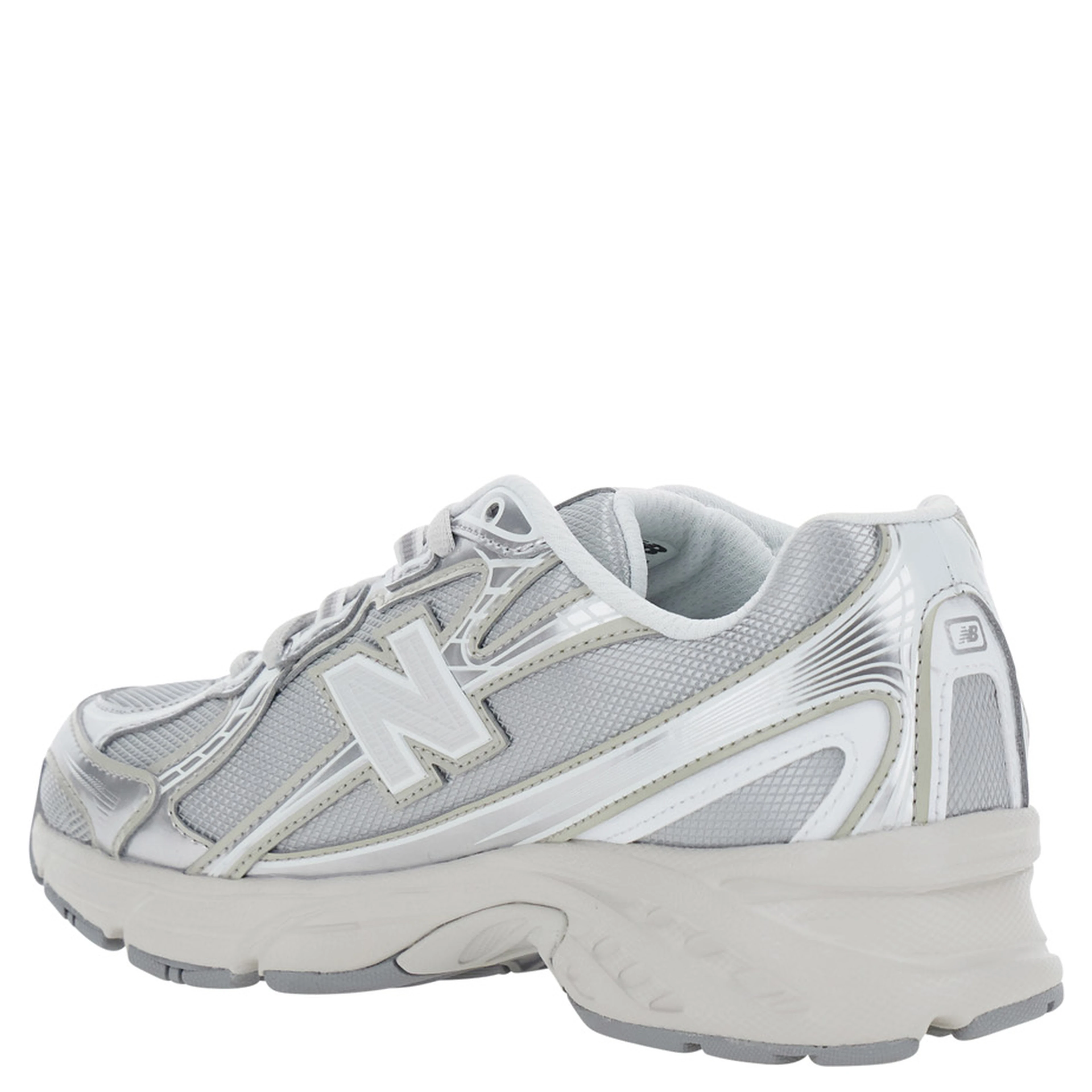 740 silver Colored Sneakers with Metallic Details and logo patch on the side in tech fabric unisex