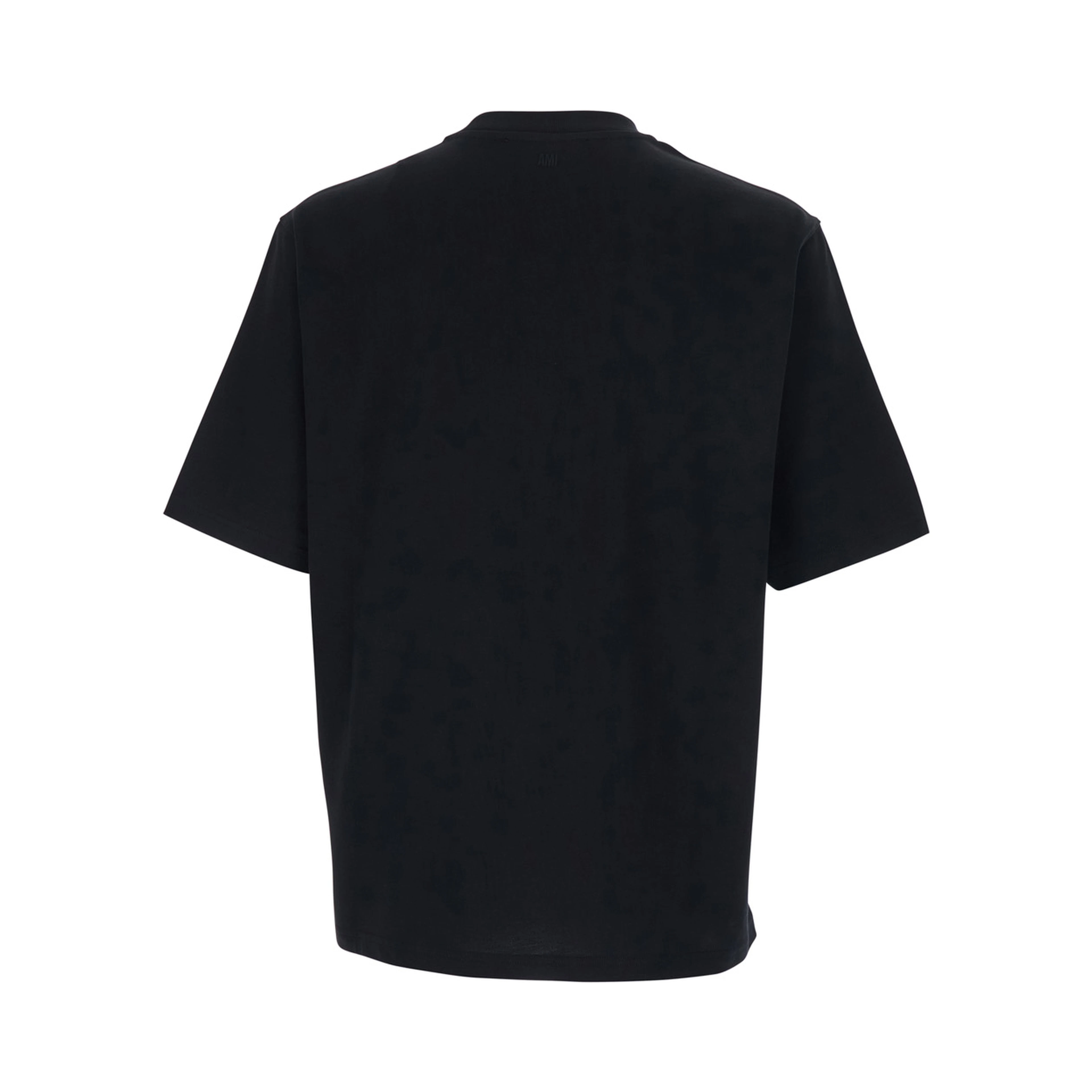 Black Crewneck T-Shirt with ADC Embroidery on the Front in Cotton Man
