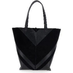 Shoulder Bag POT CABAS in Black Leather for Women