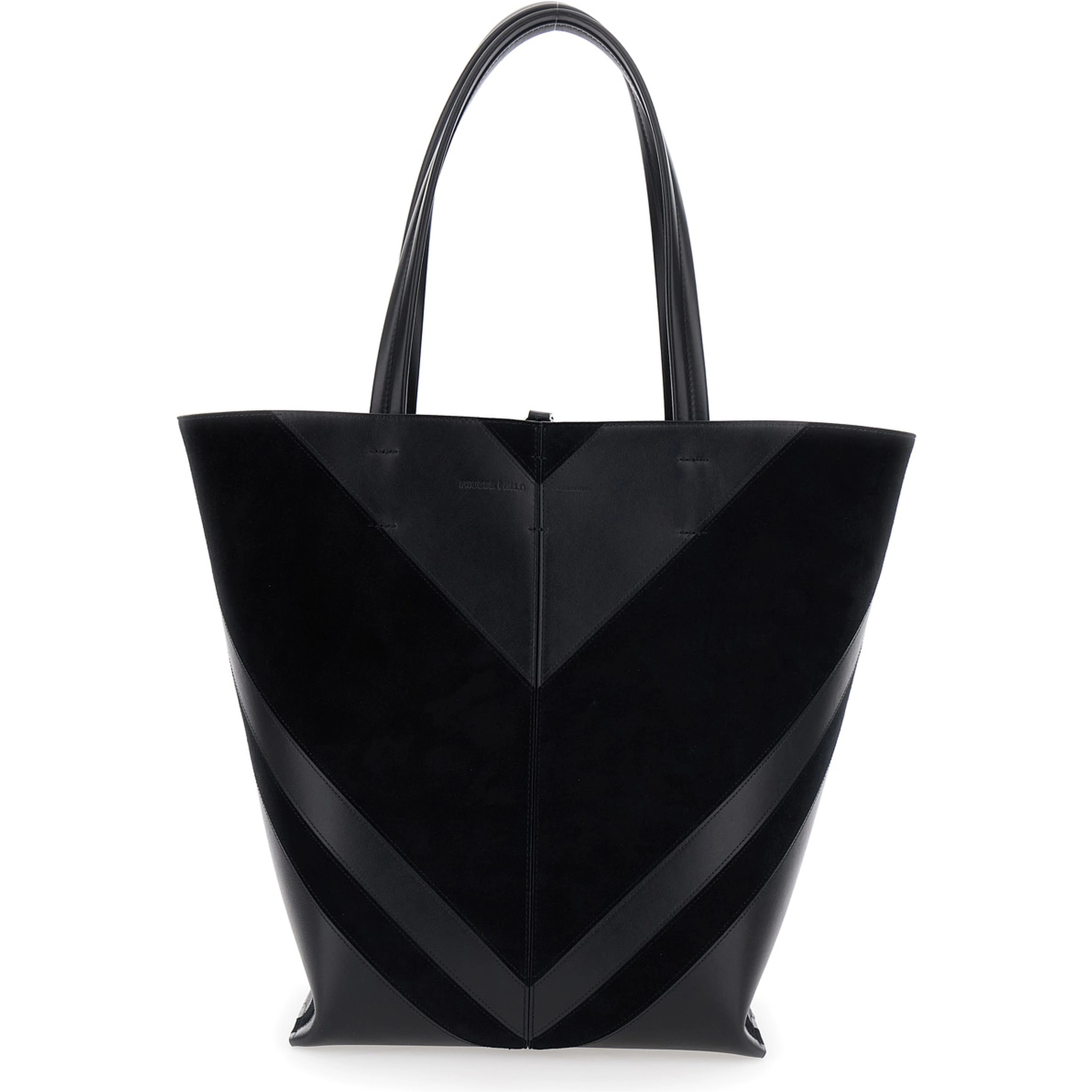 Shoulder Bag POT CABAS in Black Leather for Women