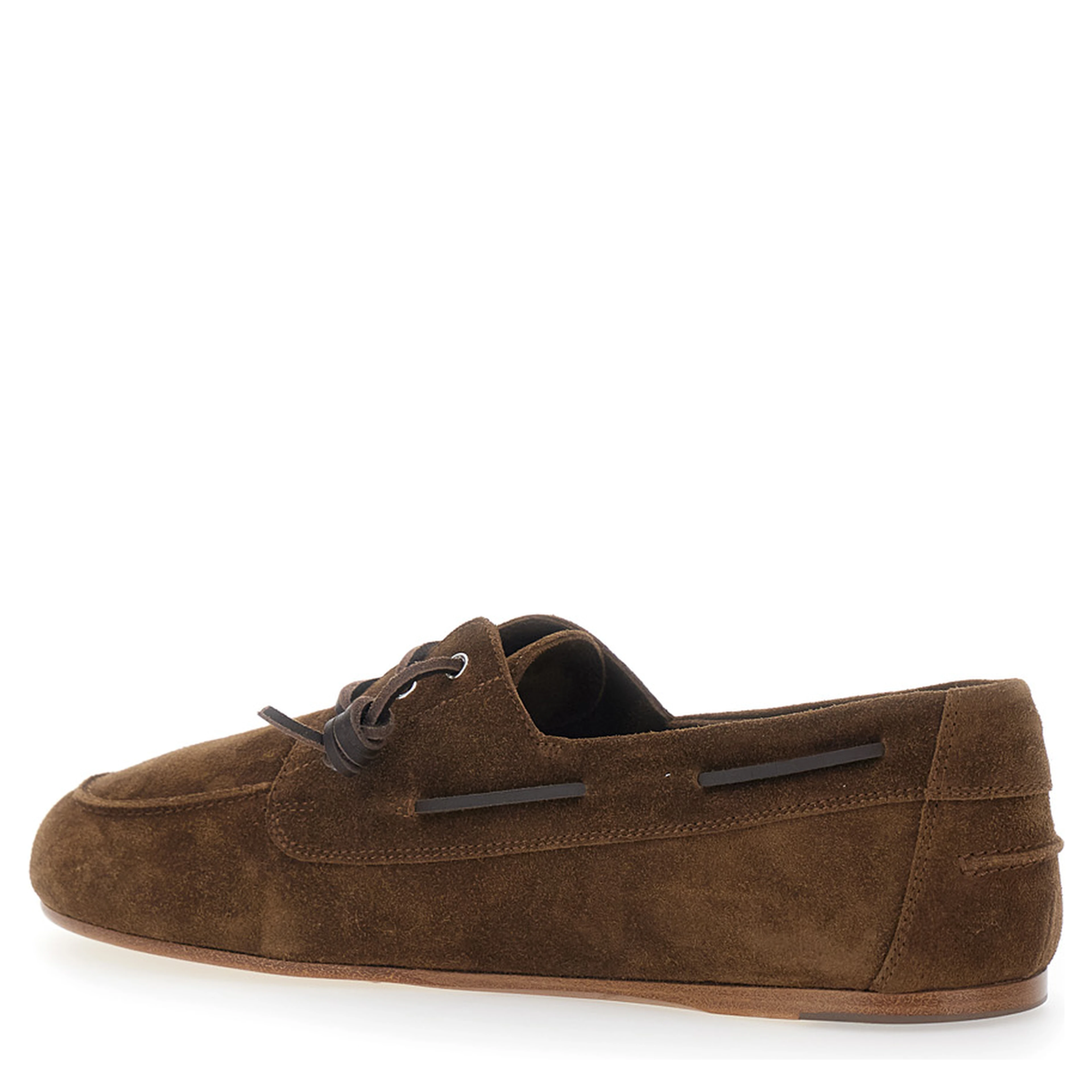 Brown Loafers with Almond Toe in Suede for Men