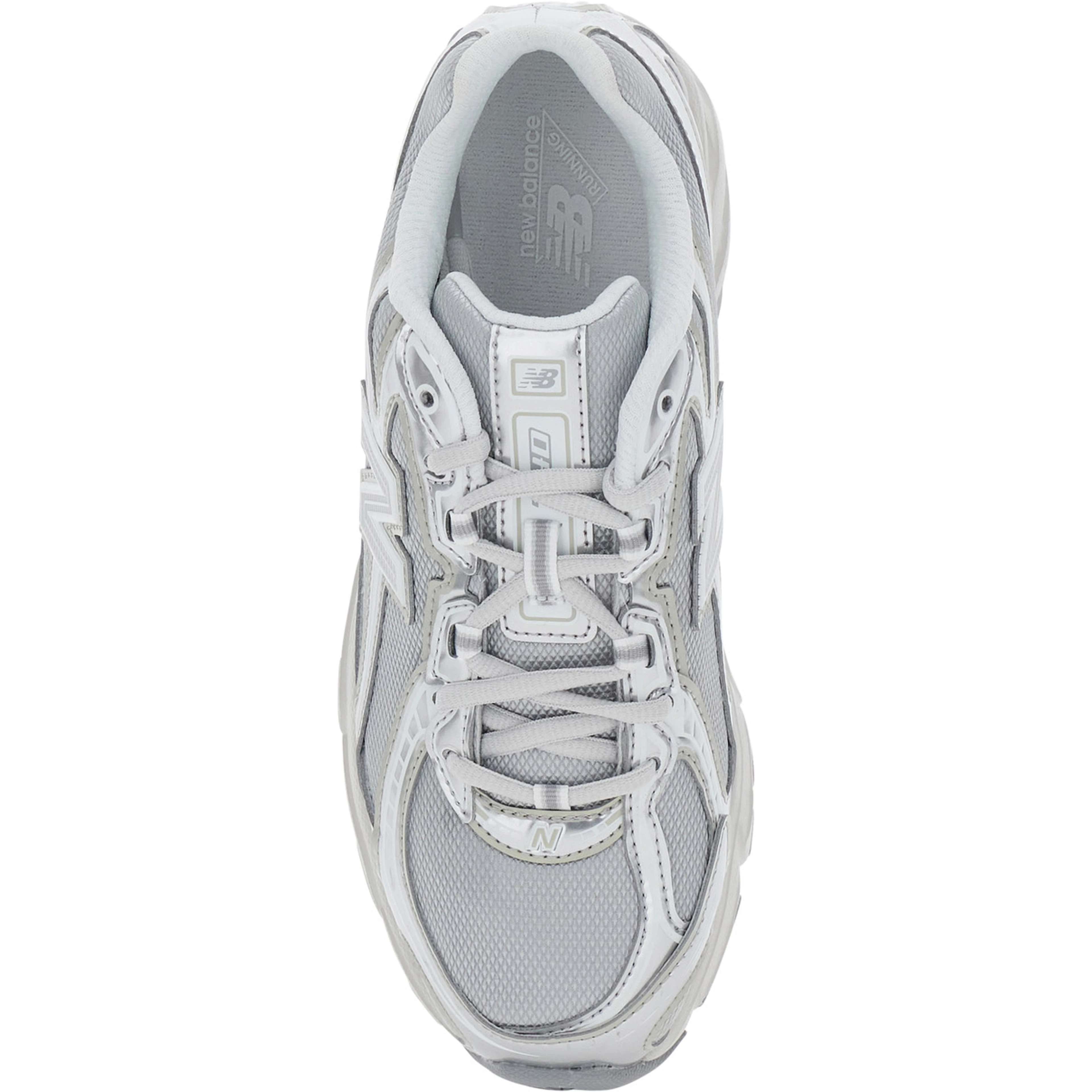 740 silver Colored Sneakers with Metallic Details and logo patch on the side in tech fabric unisex