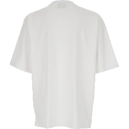 White T-Shirt with Logo  Lettering on the Front in Cotton for Men