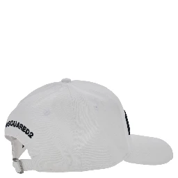 White Baseball Cap with Front Embroidery in Cotton Man
