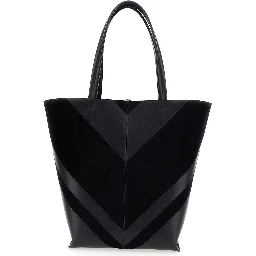 Shoulder Bag POT CABAS in Black Leather for Women