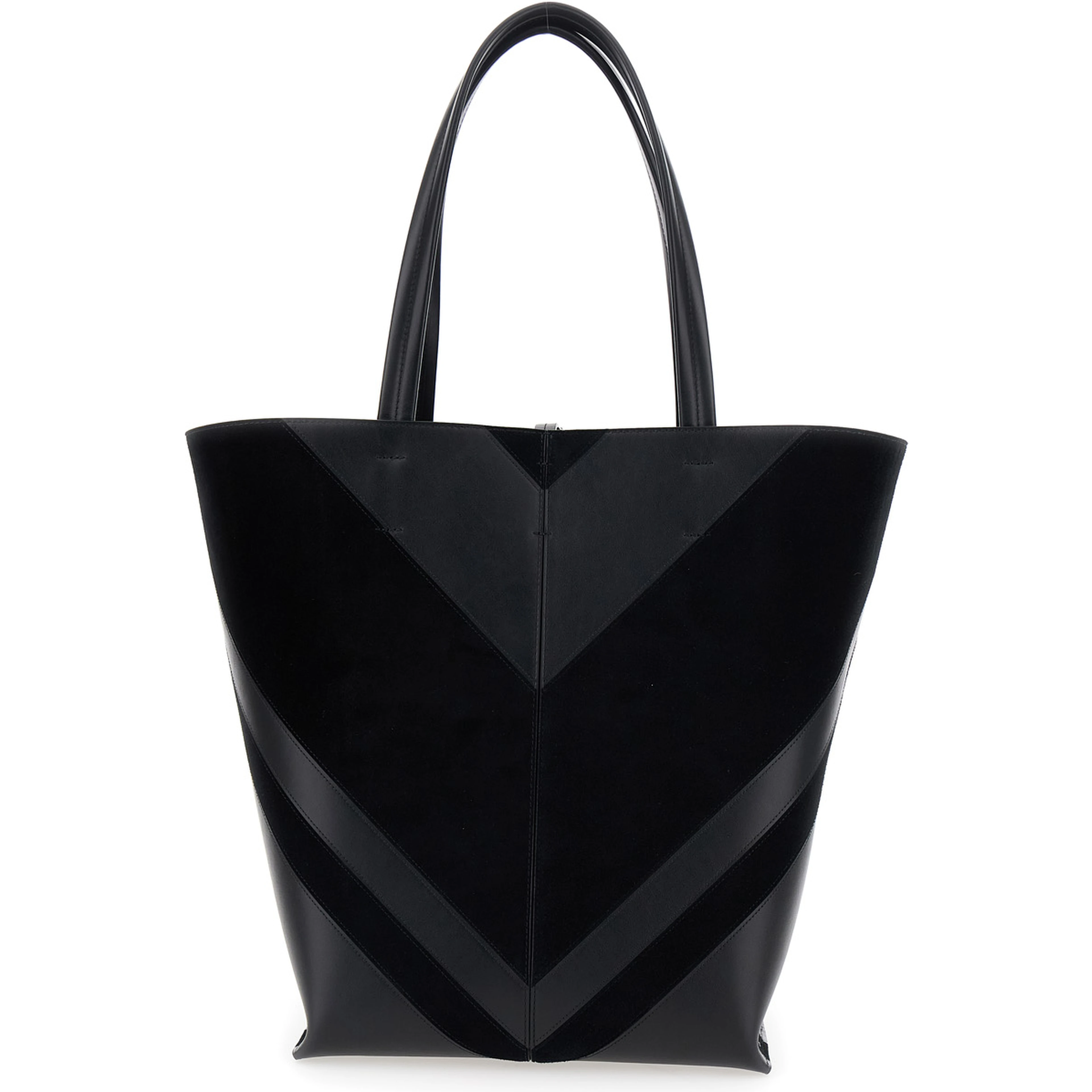 Shoulder Bag POT CABAS in Black Leather for Women