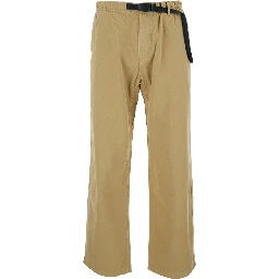 Beige pants with elasticated waist and contrasting bel