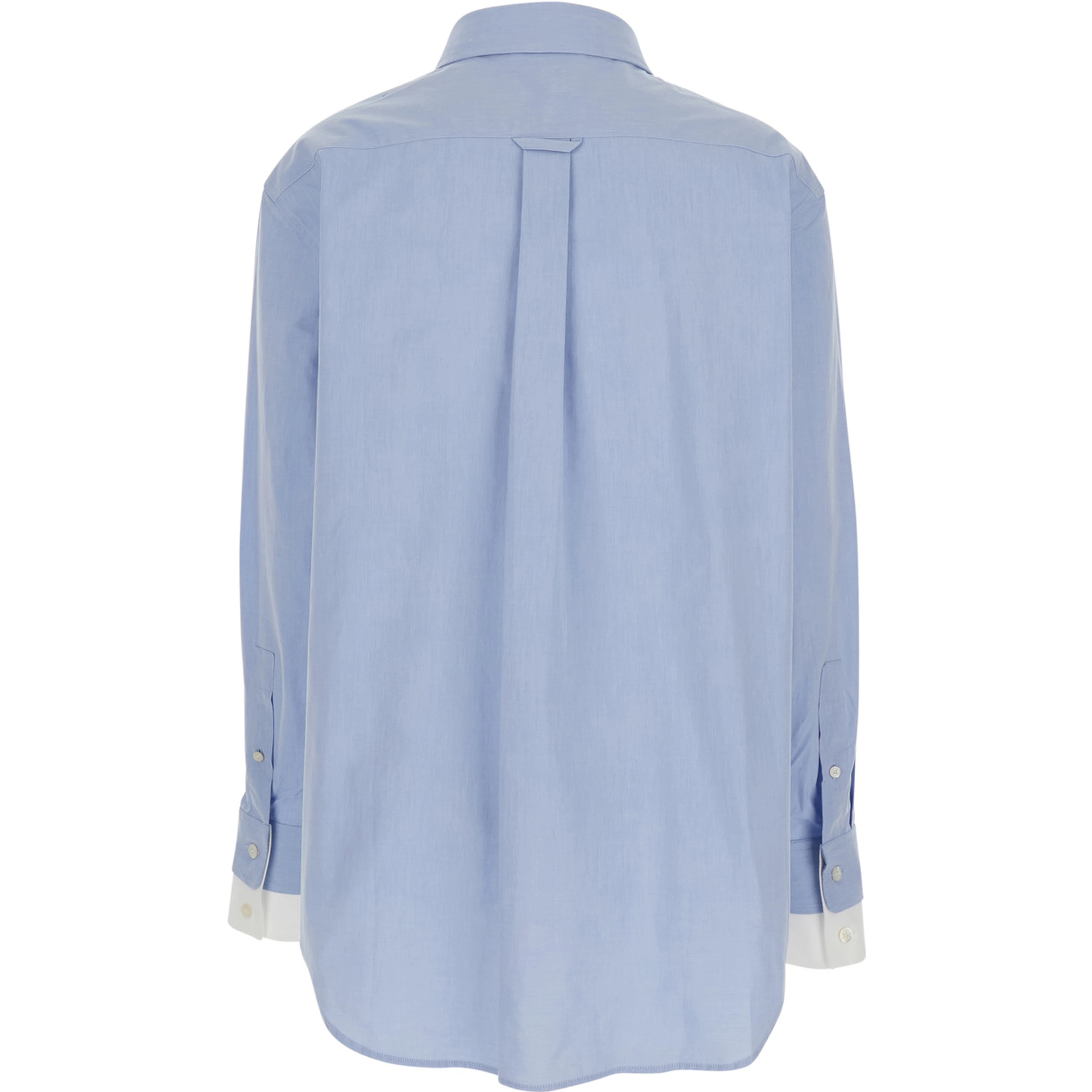 Blue Shirt SITARA MELANGE COTTON SHIRTING with Classic Collar and Long Sleeves in Cotton for Women
