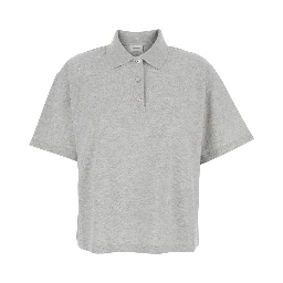 Grey Short Sleeve Polo in Cotton Man