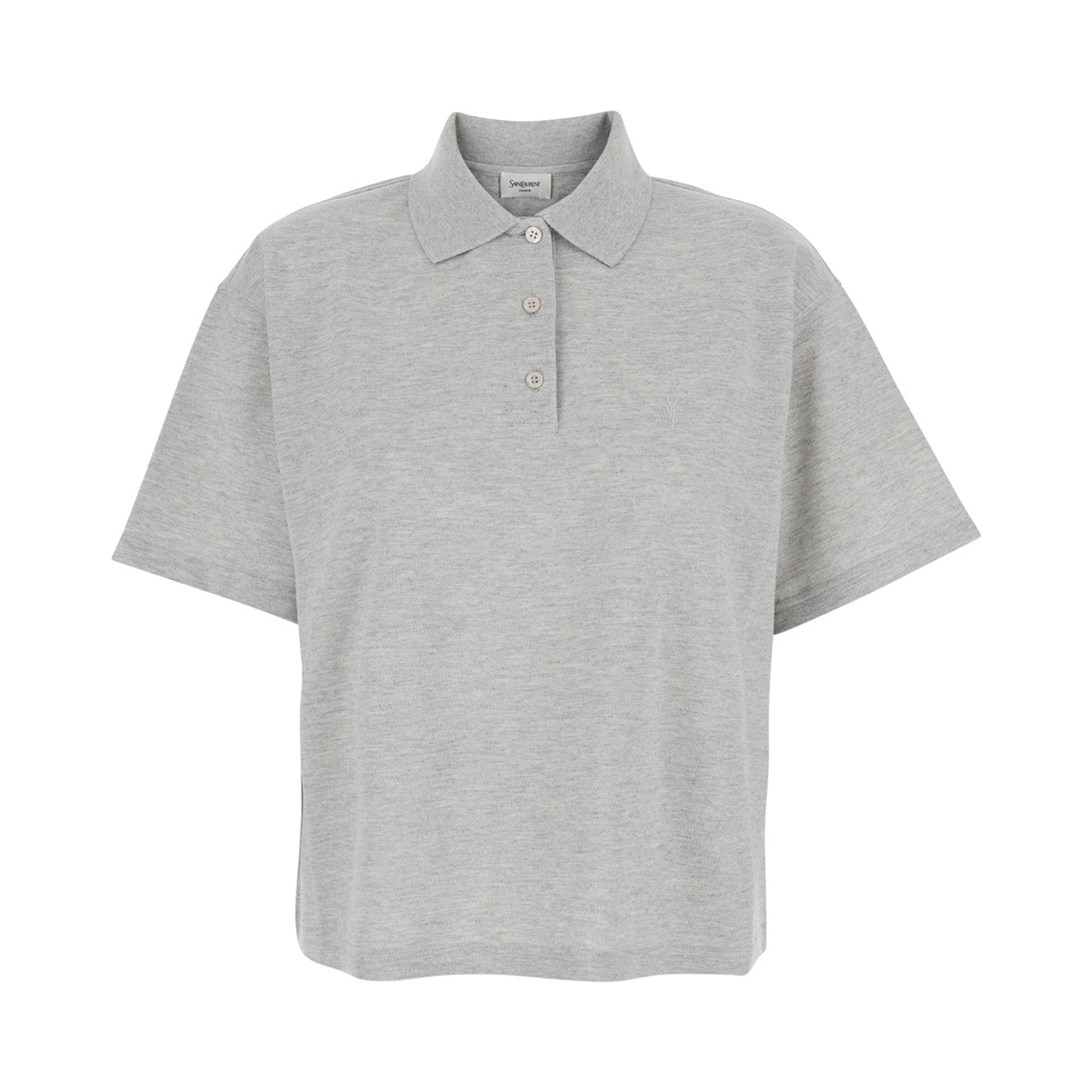 Grey Short Sleeve Polo in Cotton Man