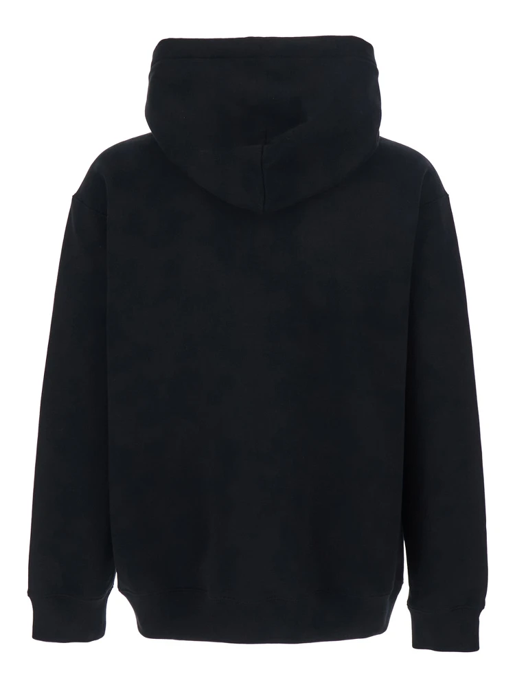 Black Hooded Sweatshirt with Drawstring and Front Logo in Cotton for Men alternative