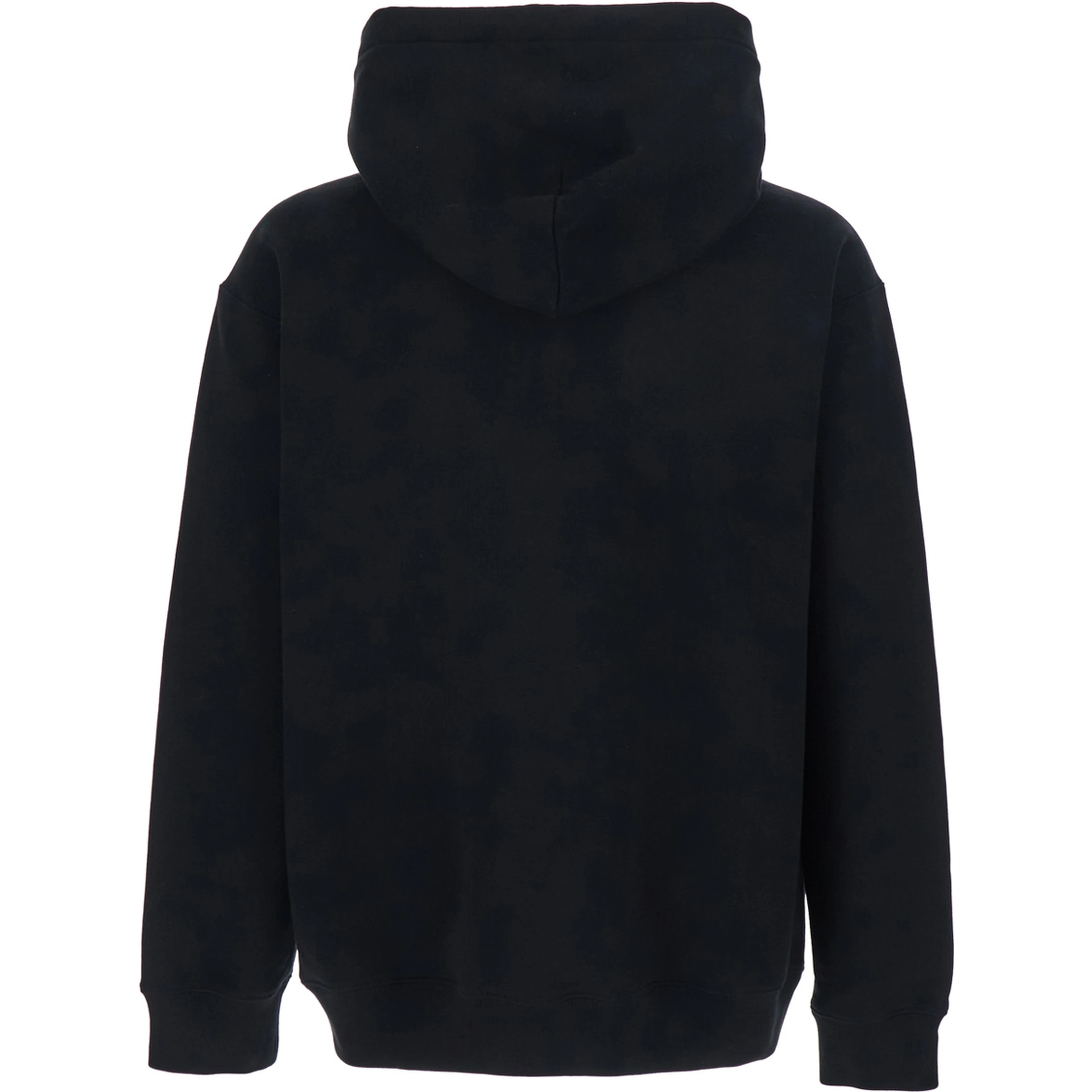Black Hooded Sweatshirt with Drawstring and Front Logo in Cotton for Men