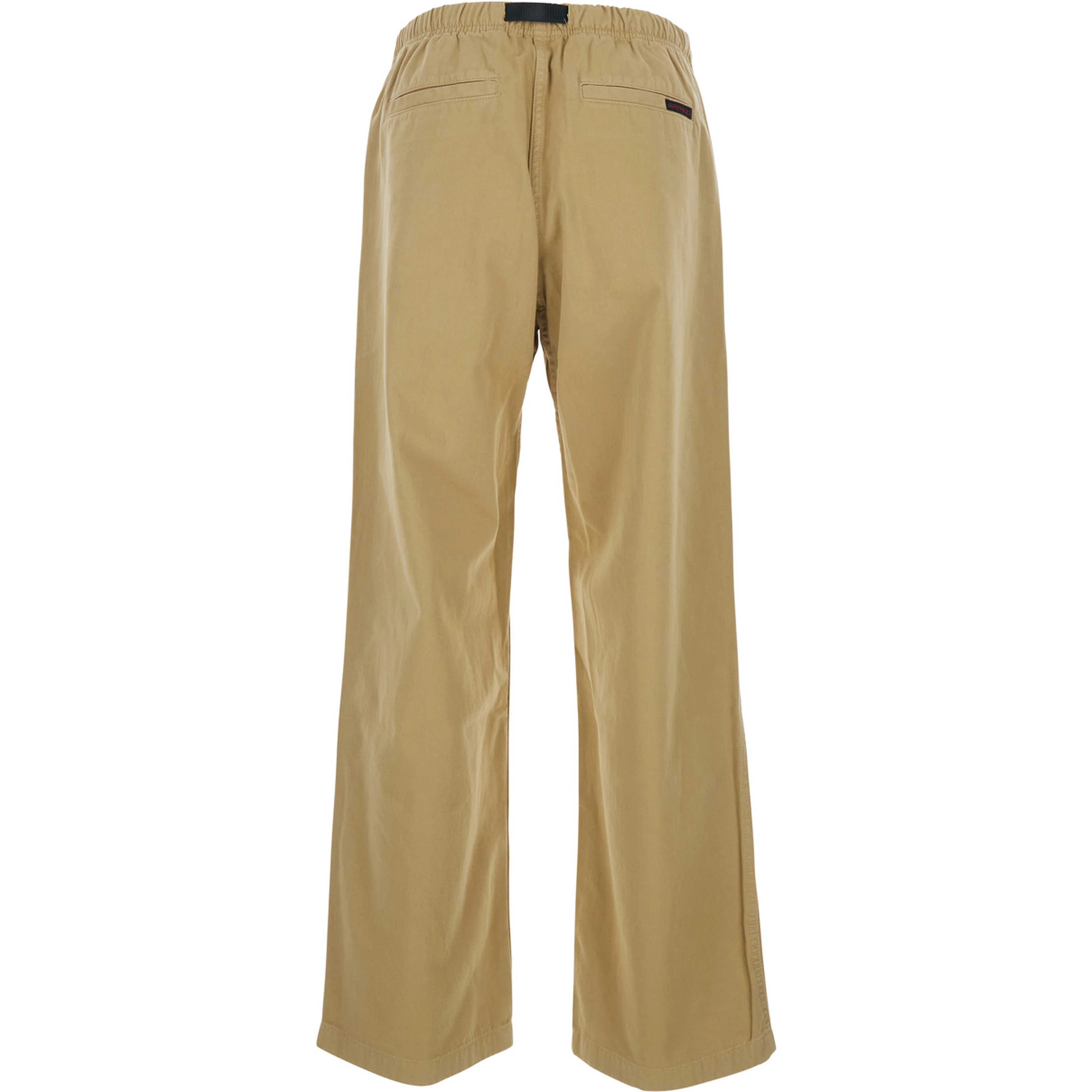 Beige pants with elasticated waist and contrasting bel