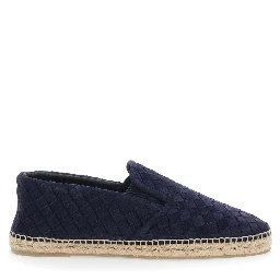 Java Blue Espadrilles with Pull-tab and Contrast Stitching in Suede for Men