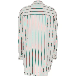 White Shirt with Classic Collar and All-Over Web Motif In Jacquard Silk for Women