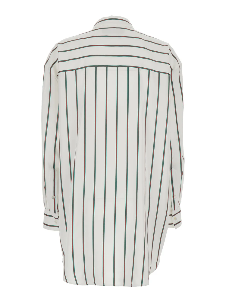 White Shirt with Classic Collar and All-Over Web Motif In Jacquard Silk for Women alternative