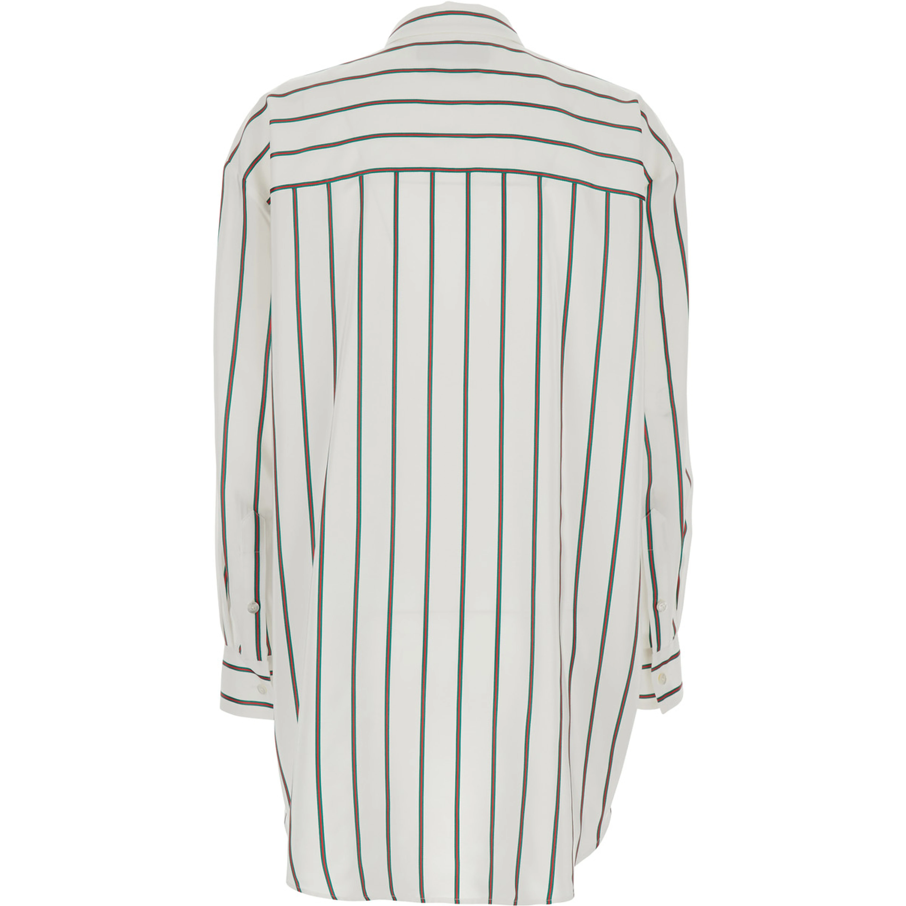 White Shirt with Classic Collar and All-Over Web Motif In Jacquard Silk for Women