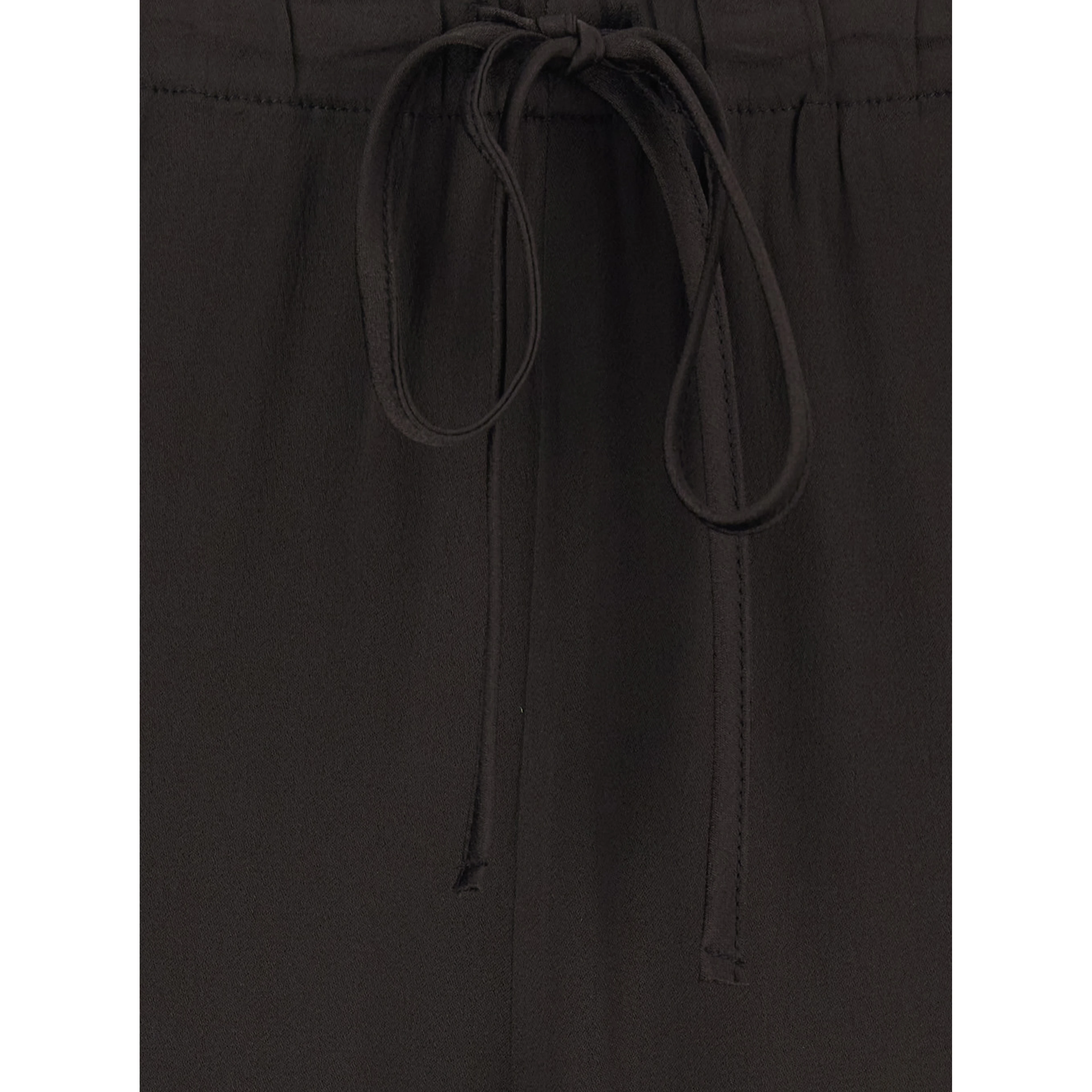 Brown Silk Blend Pants with Elastic Waist and Drawstring for Women