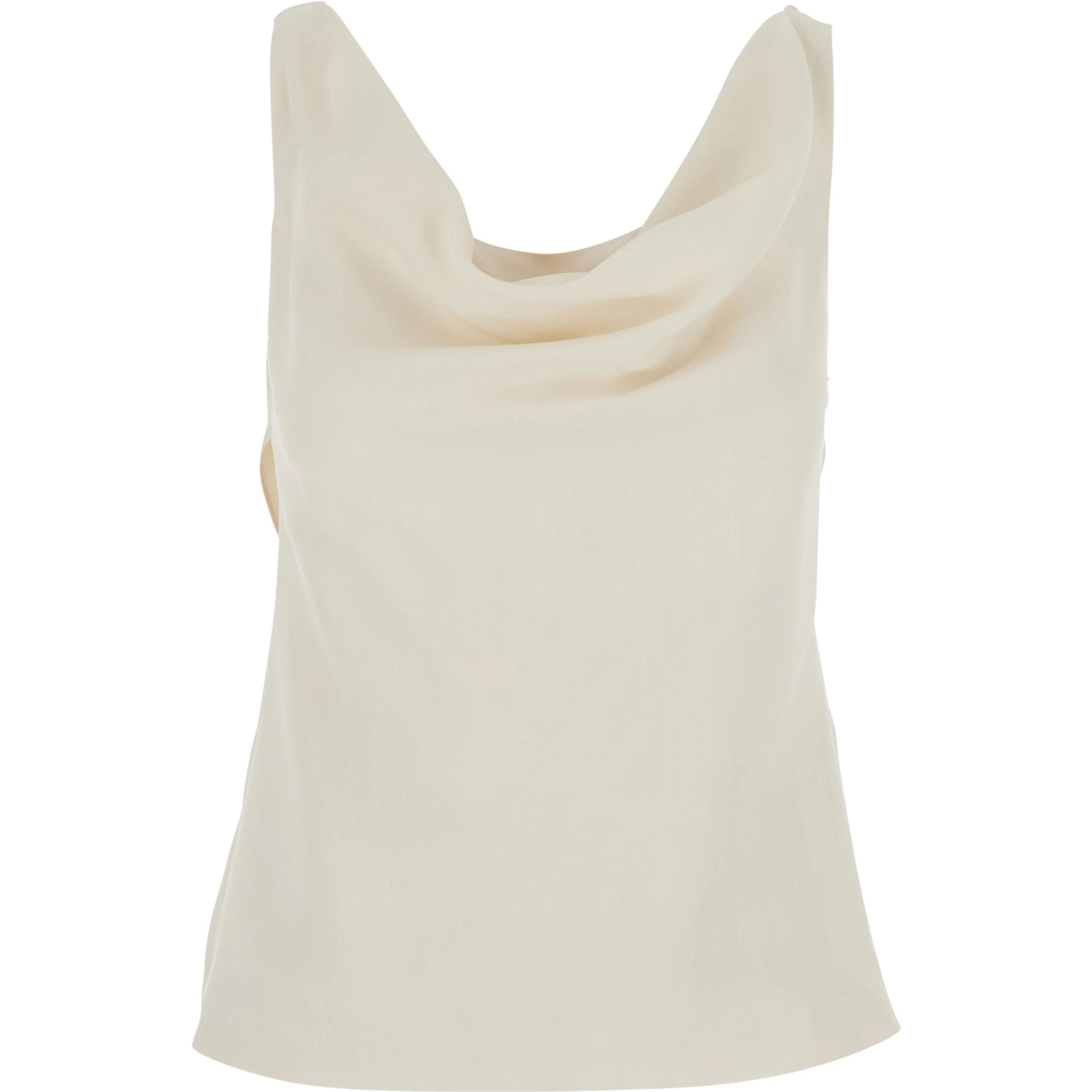 White Top with Draped Neckline in Viscose Blend for Women