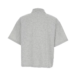 Grey Short Sleeve Polo in Cotton Man