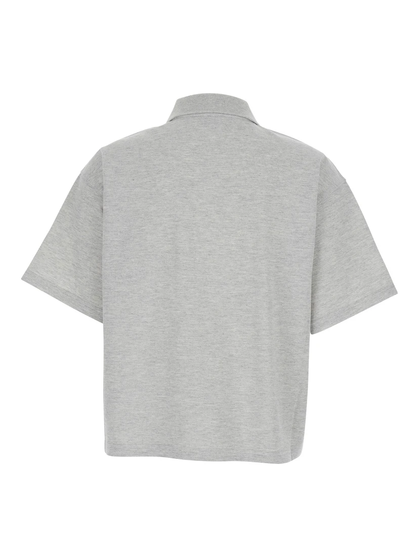 Grey Short Sleeve Polo in Cotton Man