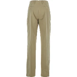 High-Waisted Pants with Belt Loops in Beige Cotton for Women