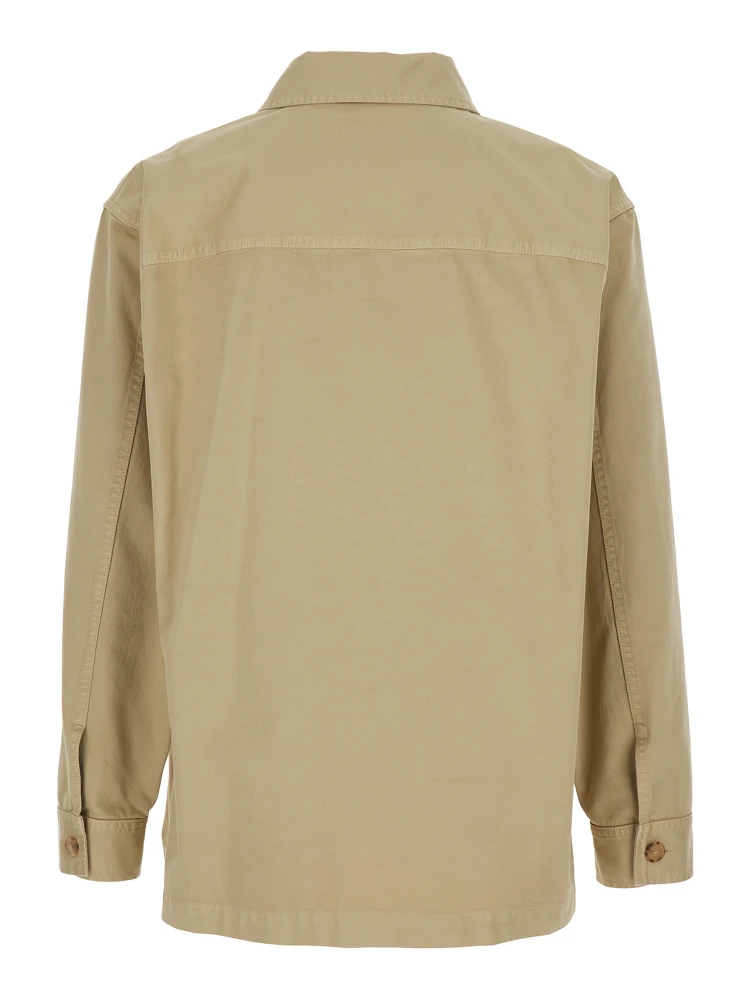 Beige Shirt with Classic Collar and Cassandre Embroidery on the Front in Cotton for Men alternative