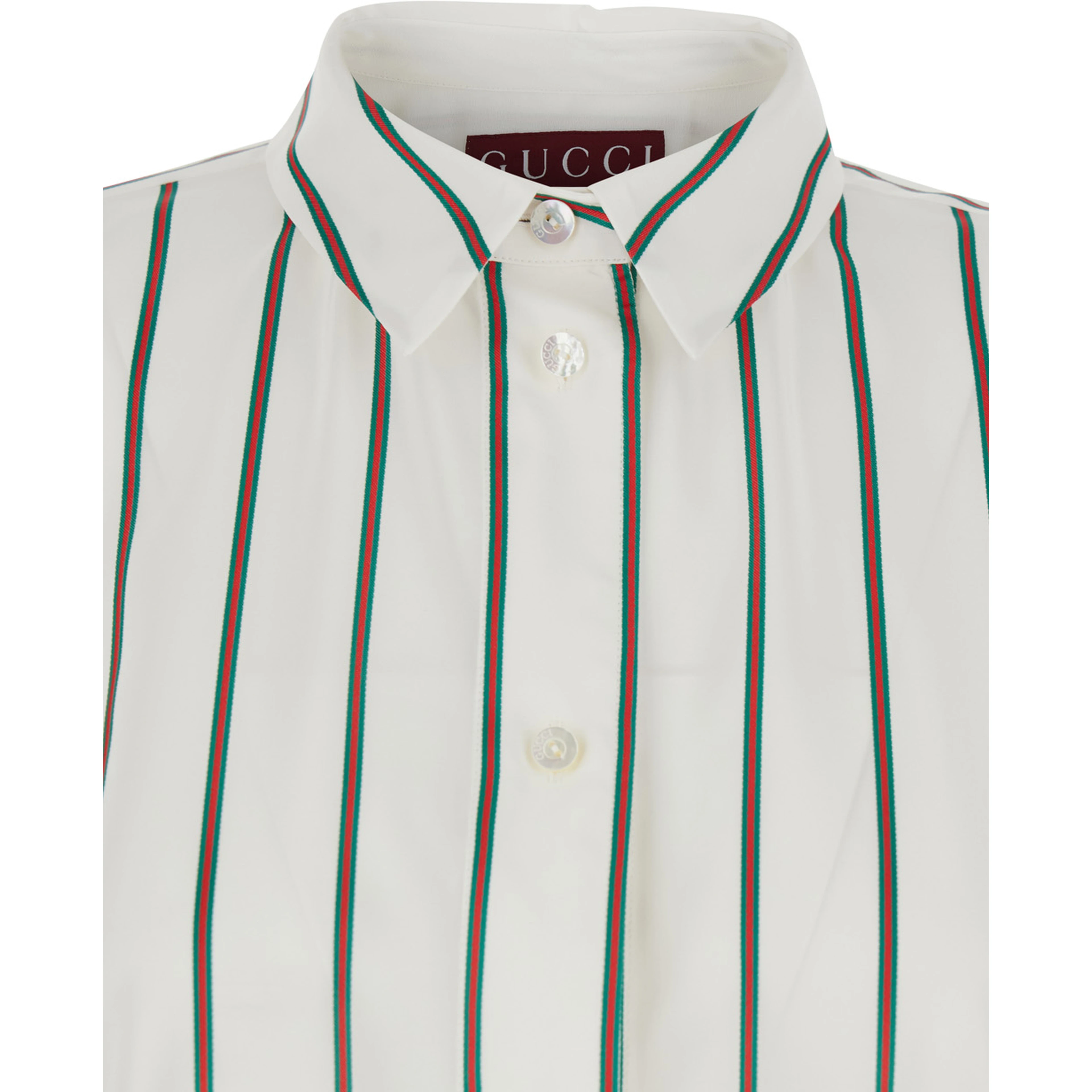White Shirt with Classic Collar and All-Over Web Motif In Jacquard Silk for Women
