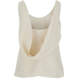 White Top with Draped Neckline in Viscose Blend for Women