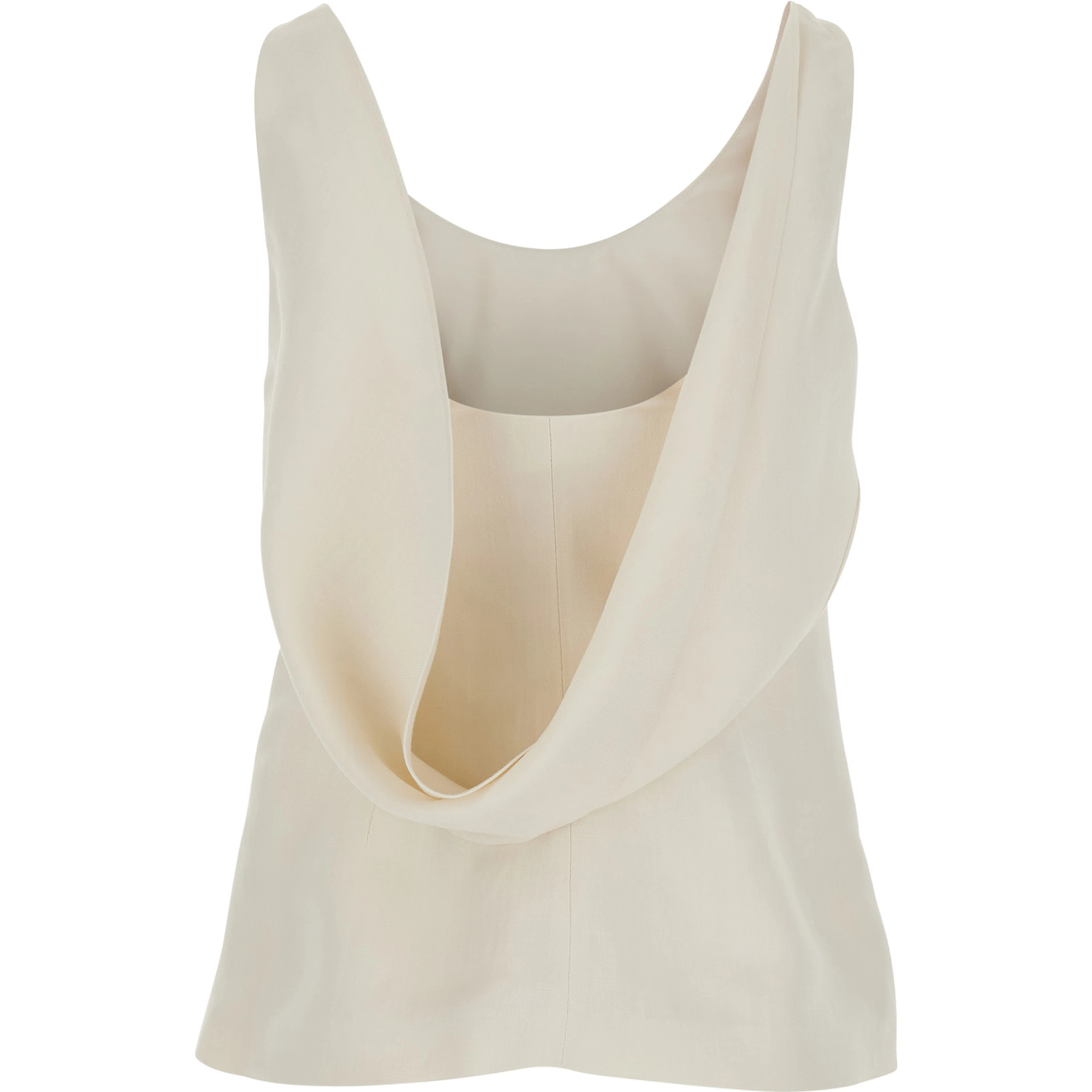 White Top with Draped Neckline in Viscose Blend for Women