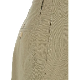 High-Waisted Pants with Belt Loops in Beige Cotton for Women