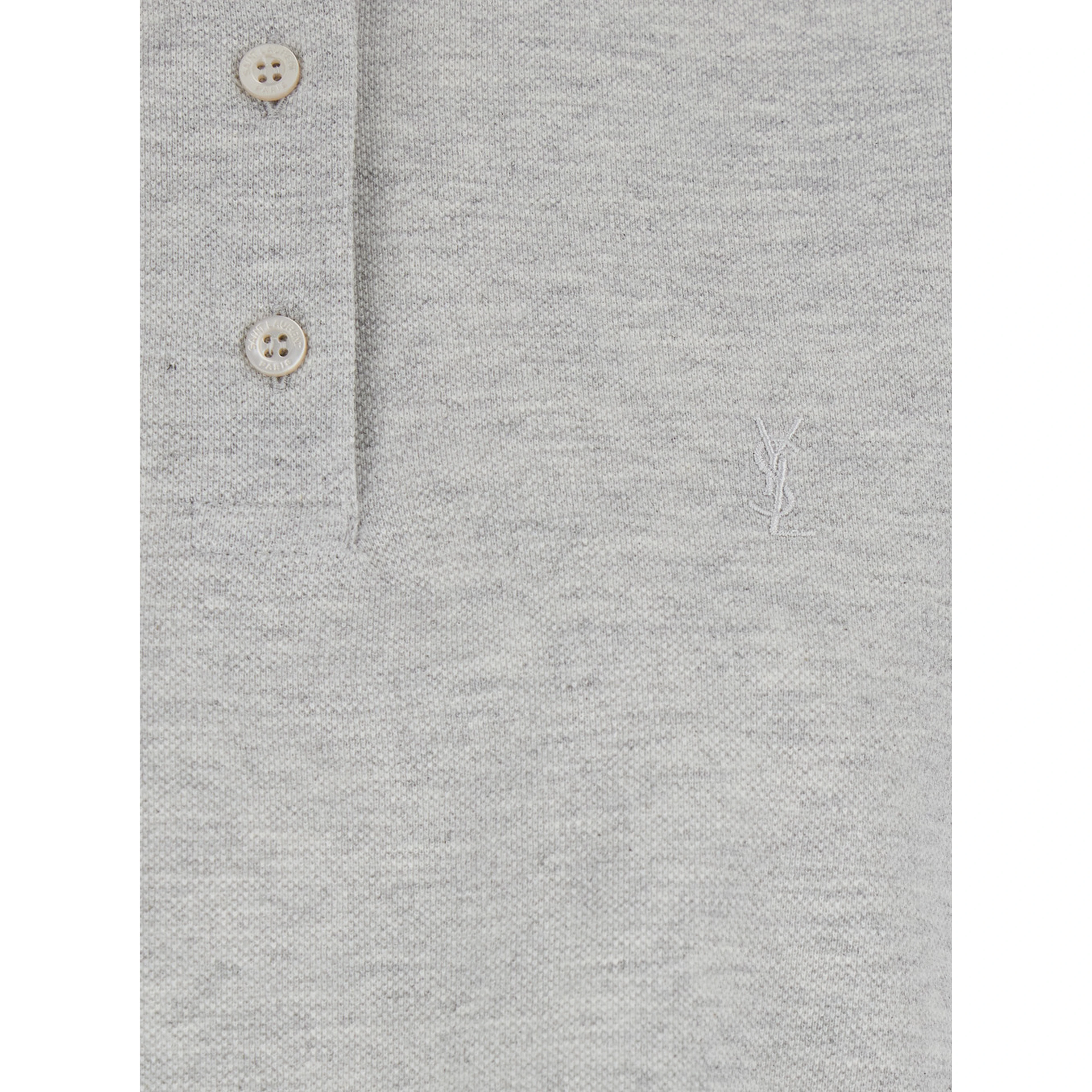 Grey Short Sleeve Polo in Cotton Man
