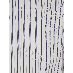 White Shirt with classic collar and all-over striped pattern in cotton for women