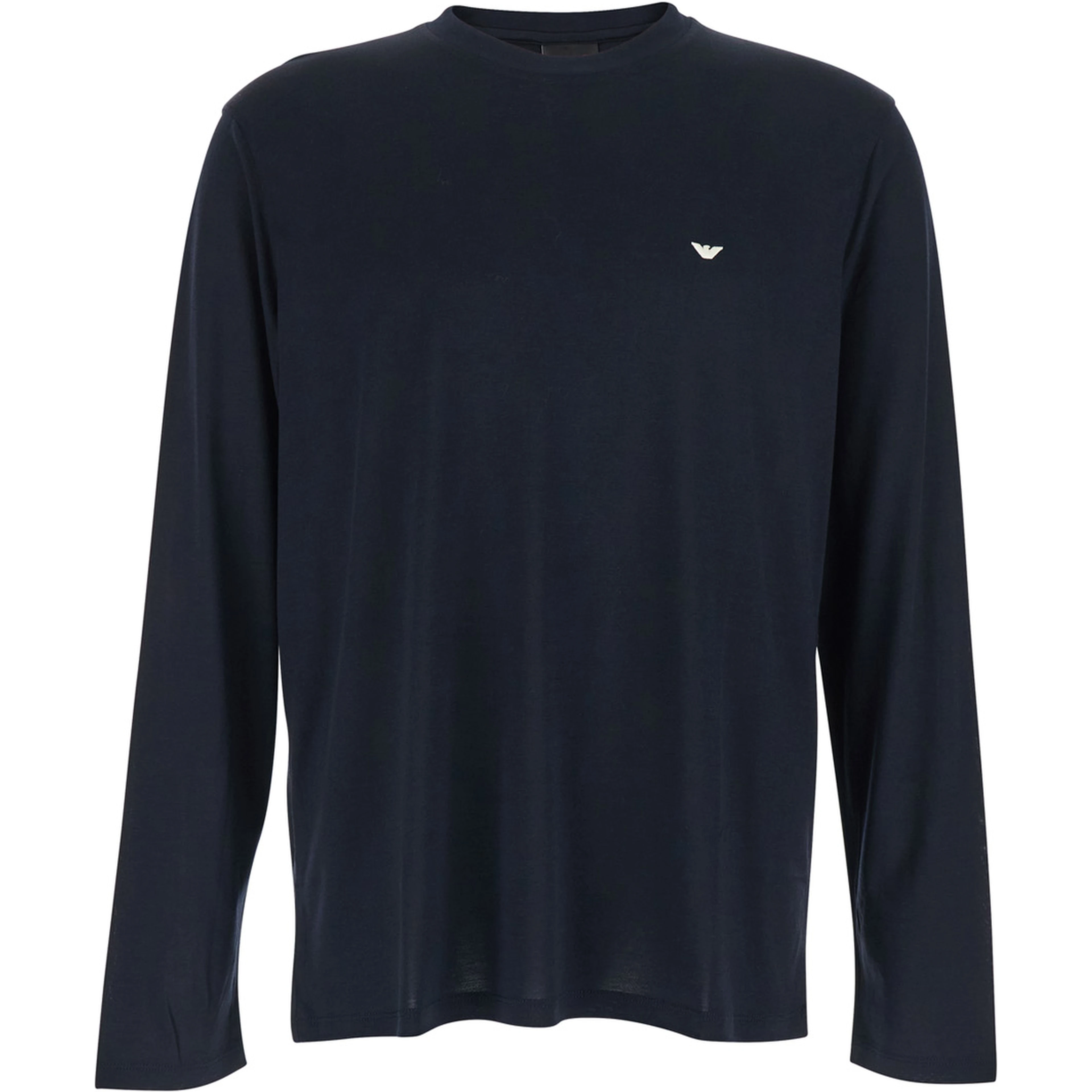 Blue Crewneck T-Shirt with Logo Embroidery on the Front in Cotton Blend Man