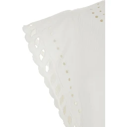 Odyle White Crew Neck Top with Cut-Out Details in Cotton for Women