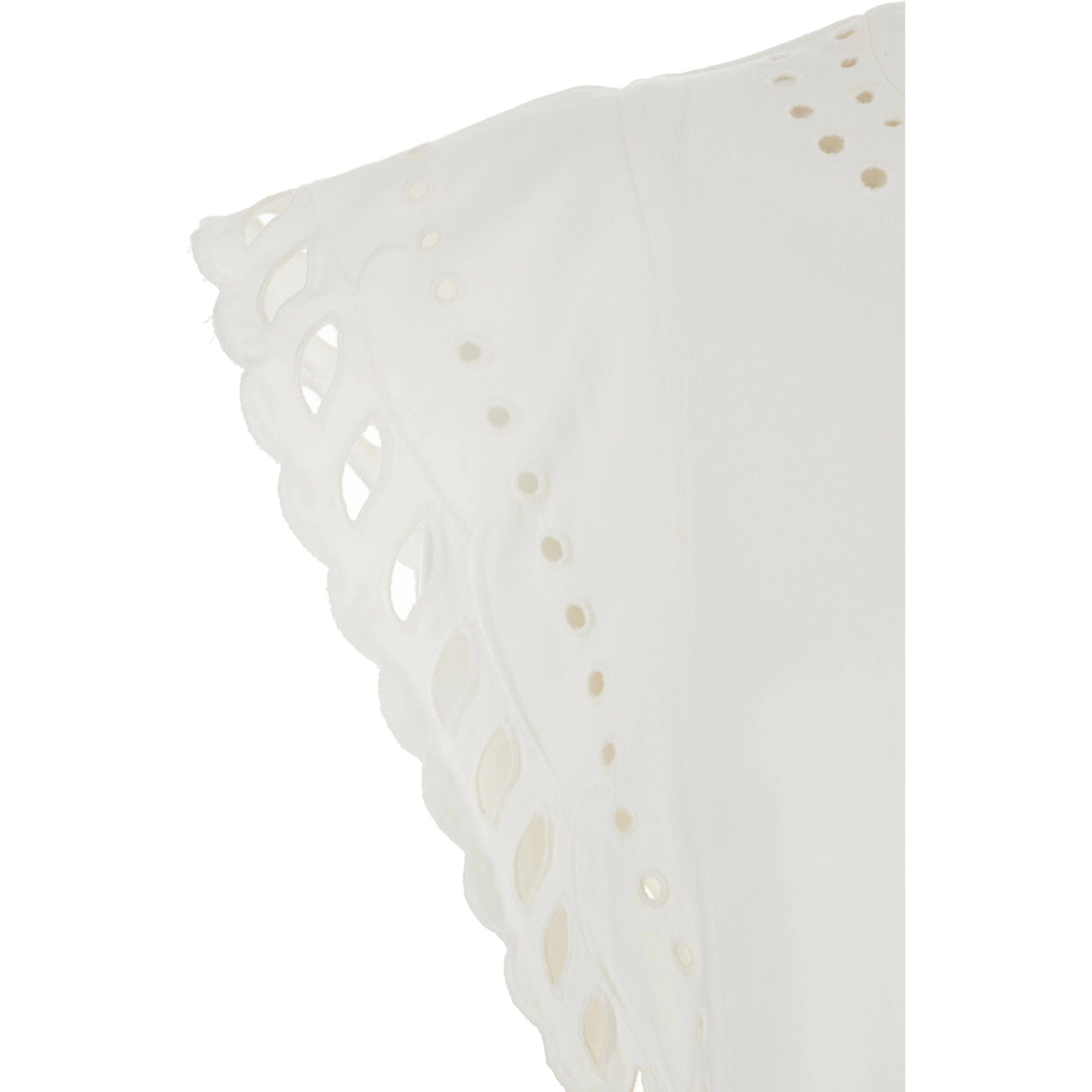 Odyle White Crew Neck Top with Cut-Out Details in Cotton for Women